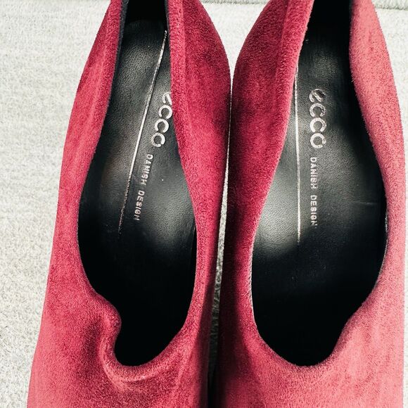 ECCO DANISH - Women's Red Suede Leather Pumps Heels Size 40  B9 - Picture 3 of 8